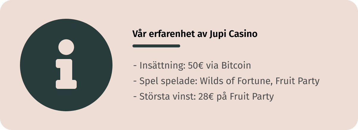 vårt test av jupi casino gick såhär